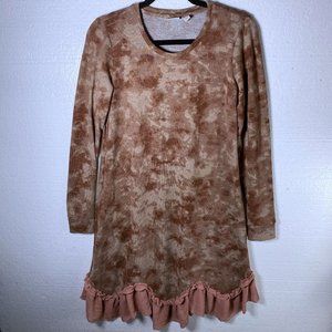 LOGO Lori Goldstein Women's Size Small Sweater Dress Tie Dye Ruffle Hem Tunic